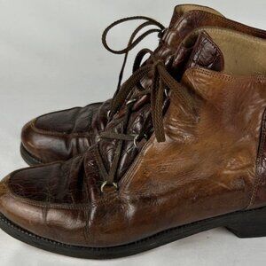 Vintage Walter Genuin Italy Brown Leather Judy Boot Womens 6.5 RARE Golf Loafers